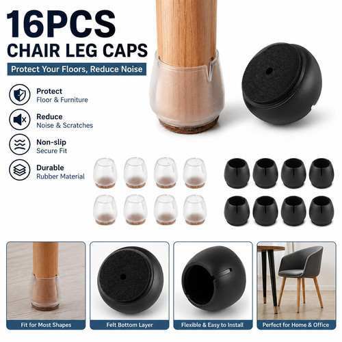 Chair leg caps - 16pcs, silicone