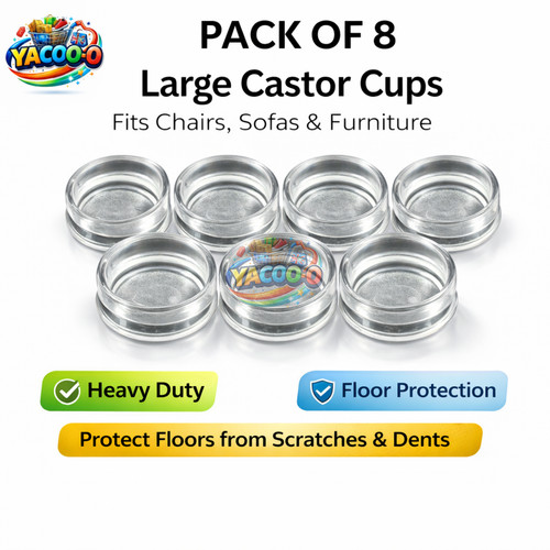 Large clear castor cups - large,